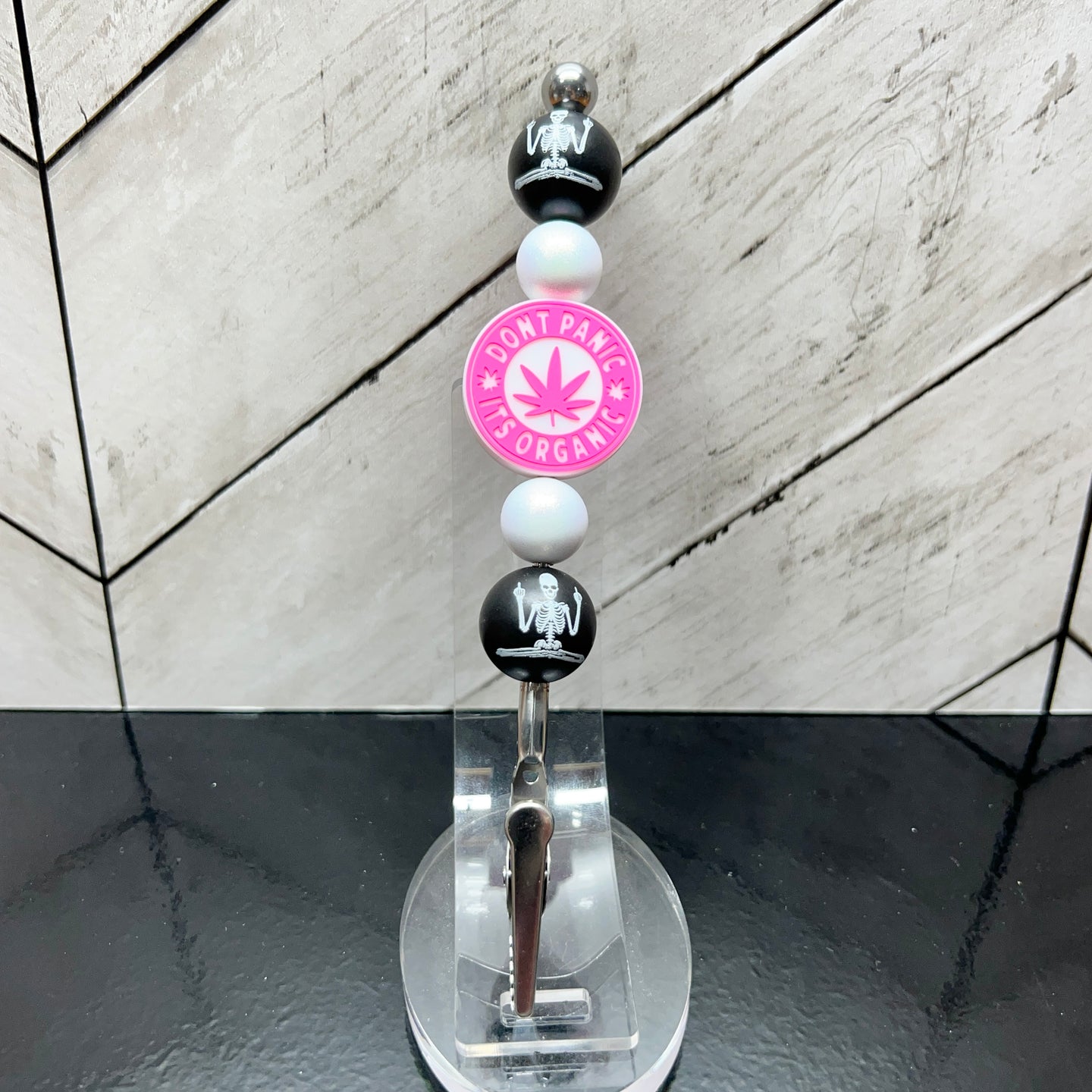 Pink Don't Panic Skeleton Clip